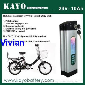 LiFePO4 Battery Pack,E-Bicycle Battery 24v 10ah with AL Case, Charger